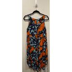 Maeve Sunset Hibiscus Flowy Orange Blue Floral Dress Photo 3