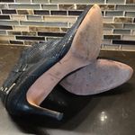 Ann Taylor  faux snake belted heeled boots women’s‎ size 11 black gold Photo 4