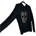 NWT Liv Milano rhinestone Skull Pullover Hoodie Sweater Black Size Medium Photo 3
