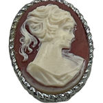 Vintage 70’s 80’s Victorian styled cameo brooch Silver Photo 0