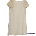 ZARA  Short Ivory Dress With Faux Leather Sleeve Size Small Photo 1