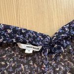 Tally Weijl  Floral Print Blouse Size 24 Sheer Peter Pan Collar Short Sleeve Photo 1