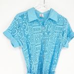 Becca  Mesh Button Down Belted Bathing Suit Cover‎ Up M Blue Photo 3