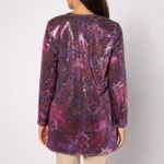 Isaac Mizrahi New Floral Print Sequin Long Sleeve Cardigan Wine Size Medium Photo 1