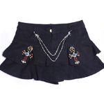 Mini Denim Black Layered Skirt with Cross Embellished Chains S Photo 1