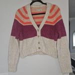 American Eagle Striped Cardigan Cropped Button Front Long Sleeve Size M NWOT Photo 2