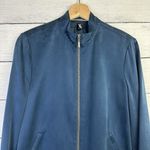 Ellen Tracy Company Zip Jacket Women's Sz 12P Silk Blue Office Quiet Luxury Photo 1