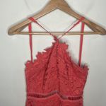 ASTR  the label crocheted lace bodycon sheath halter dress cross straps size M Photo 3