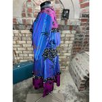 dress fit and flare floral ruffles swing skirt purple maroon Blue Size L Photo 8