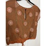 Free People  NEW Brown Embroidered Square Neck  Blouse XS SEE DESCRIPTION Photo 1