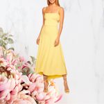 Susana Monaco Maxi Dress Nylon Stretch Fit & Flare Yellow Sz L Photo 1