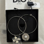 Dolce & Gabbana NWOT Silver Hoop Earrings with White Accents Photo 0