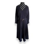 Gibson Latimer Gibson * Latimer Womens Dress Sz S Navy Blue Faux Wrap Belted 3/4 Sleeve New Photo 3