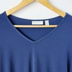 Susan Graver Tunic Top Women L Navy Embellished Bell Sleeve V-Neck Liquid Knit Photo 3