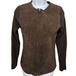 Vintage Y2K Escapade Sweater Full Zip Suede Brown Long Sleeve Womens Small Photo 0