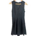 Theory  Miriam Deep V-Neck Black Sleeveless Dress 2 LBD Textured Floral Shift Photo 1