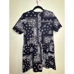 ZARA Tunic Dress Navy White Boho Oversized Size Small Patchwork Bohemian Photo 4