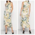 Never Fully Dressed Zsu Zsu Gold Foil and Green Sleeveless Wrap Dress Photo 3