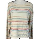 prAna  Medium Cozy Up Suncation Top Striped Long Sleeves Stretch Boat Neck Pocket Photo 0