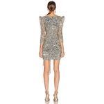 PATBO Gold Metallic lurex mesh fabric Leopard Drape Mini Dress sz 4 Black Photo 1