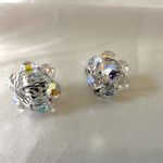 Vintage Aurora Borealis cluster crystal clip on earrings Photo 7