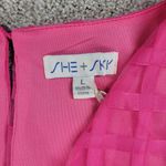 She & Sky Romper Womens L Bright Pink Windowpane Sleeveless V-Neck Lined New Photo 1