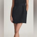 Reiss Rhona Embroidered Mini Dress Navy Linen Blend Cocktail Old Money NWT Sz 6 Photo 2