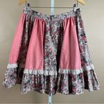 Vintage Medium Prairie Cottagecore German Ruffle Lace Dusty Rose Floral Skirt Pink Photo 3