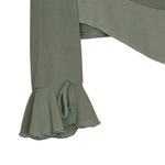 Jessica Howard Vintage Blouse Sz 6 Sheer Ruffle VNeck Green Rhinestone Buttons Photo 3