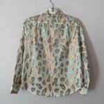 Vilagallo White Animal Print Metallic Colorful Button Down Shirt Women's size 36 Photo 5