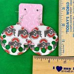Handmade Ohio State Round Dangle Pierced Earrings New Photo 2