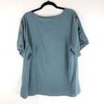 Bloomchic Plain Round Neck Button Detail Blouse Stone Blue 14-16 Photo 4