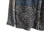 LOGO Lavish Women Shacket XL Patchwork Mix Media Front Snap Jacket Boho Western Blue Photo 9