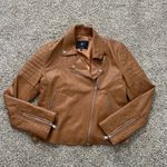 7 For All Mankind brown faux leather moto jacket size M Photo 5