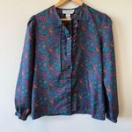 Vintage retro multicolor paisley print top Purple Size M Photo 0