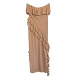 Know.One.Cares Strapless Ruffle Maxi Dress Nude High Slit Wedding Boho Fairy L Size L Photo 7