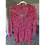 Rue 21  Open Knit Fishnet Sweater Top Metallic Pink L Lightweight Sheer 90s Y2K Photo 2