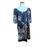 Womens Pink Blush Diamond Floral Burst Print 3/4 Sleeve Swing Dress Photo 1