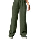 Aerie  Fleece Plush Wide Leg Green Pants Medium Lounge Sleepwear Cozy Winter Warm Photo 1