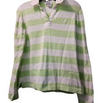 Lilly Pulitzer  Striped Long Sleeve Polo‎ Shirt Palm Tree Cotton Top Photo 0
