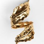 ZARA  GOLD LEAF Textured Cuff Bracelet Statement Piece Heavy Brand New Photo 3