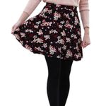 Amour Vert (M) Leeron Silk Floral Mini Skirt - Flowy Zip Closure Thin Waistband Photo 1
