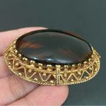 Vintage Baltic Amber Oval Cabochon Ornate Gold Photo 2