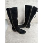 Born Womens Felicia Boot Size 8.5 WIDE CALF Tall Black Suede Block Heel Distress Photo 1