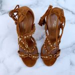 Aquazzura Tulum women’s fringed studded suede block heel sandal size IT 36 US 6 Photo 10