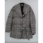 Badgley Mischka  Houndstooth Puffer Coat Jacket Women's M/M Black White Belted Photo 9