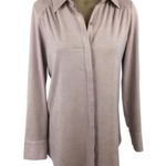 Chico's Chico’s Pale Blush Pink Faux Suede Reza Long Sleeve Button Up Top O S Photo 0