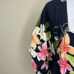 Two Palms Women's Nadina Black Hawaiian Plumeria Panel Midi Dress Plus Size 2XL Photo 4