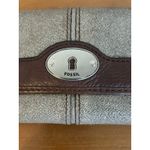 Fossil Genuine Leather Suede Trifold Wallet Zipper Coin Pocket Photo 2
