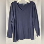 Talbots Women's Solid V Neck Navy Blue Weekend Tee Pullover Long Sleeve Sz 3X Photo 4